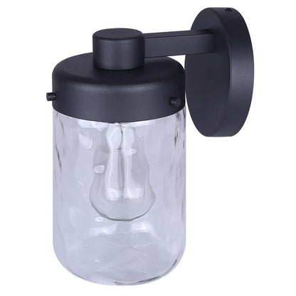 Canarm Juno 10in 1-Light Outdoor Lantern | Black Metal and Clear Textured Glass | Entryway & Patio | 5 x 7 x 10 in | Model IOL637BK
