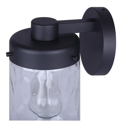 Canarm Juno 10in 1-Light Outdoor Lantern | Black Metal and Clear Textured Glass | Entryway & Patio | 5 x 7 x 10 in | Model IOL637BK