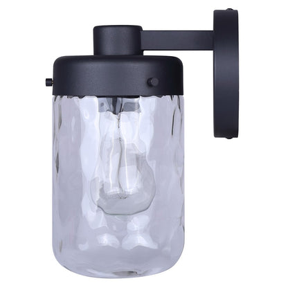 Canarm Juno 10in 1-Light Outdoor Lantern | Black Metal and Clear Textured Glass | Entryway & Patio | 5 x 7 x 10 in | Model IOL637BK