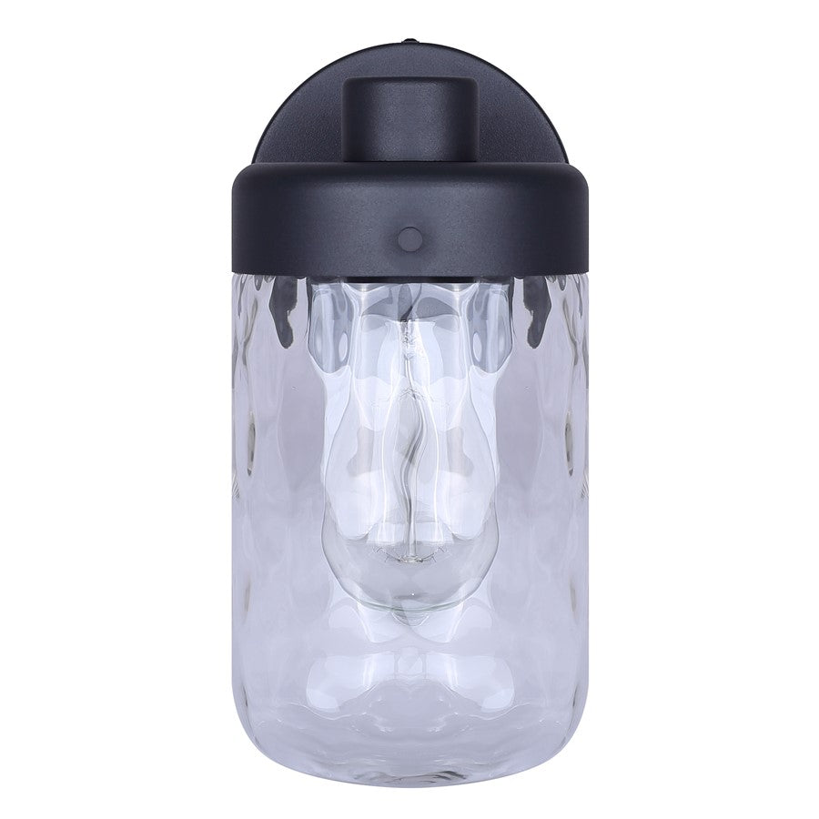 Canarm Juno 10in 1-Light Outdoor Lantern | Black Metal and Clear Textured Glass | Entryway & Patio | 5 x 7 x 10 in | Model IOL637BK