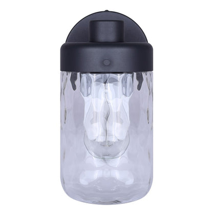 Canarm Juno 10in 1-Light Outdoor Lantern | Black Metal and Clear Textured Glass | Entryway & Patio | 5 x 7 x 10 in | Model IOL637BK