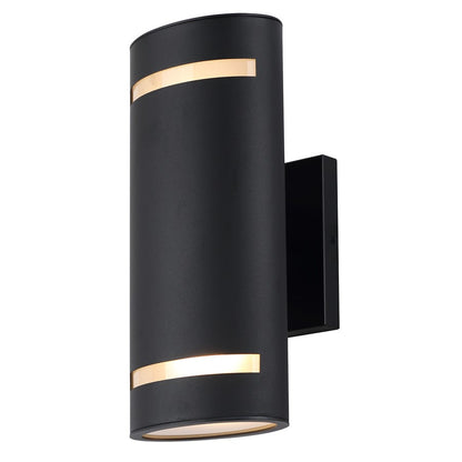 Canarm Ravyn 13in 2-Light Outdoor Lantern | Modern Black and Frosted Glass | Entryway & Patio Wall Light | 6 x 6 x 13 in | Model IOL640BK