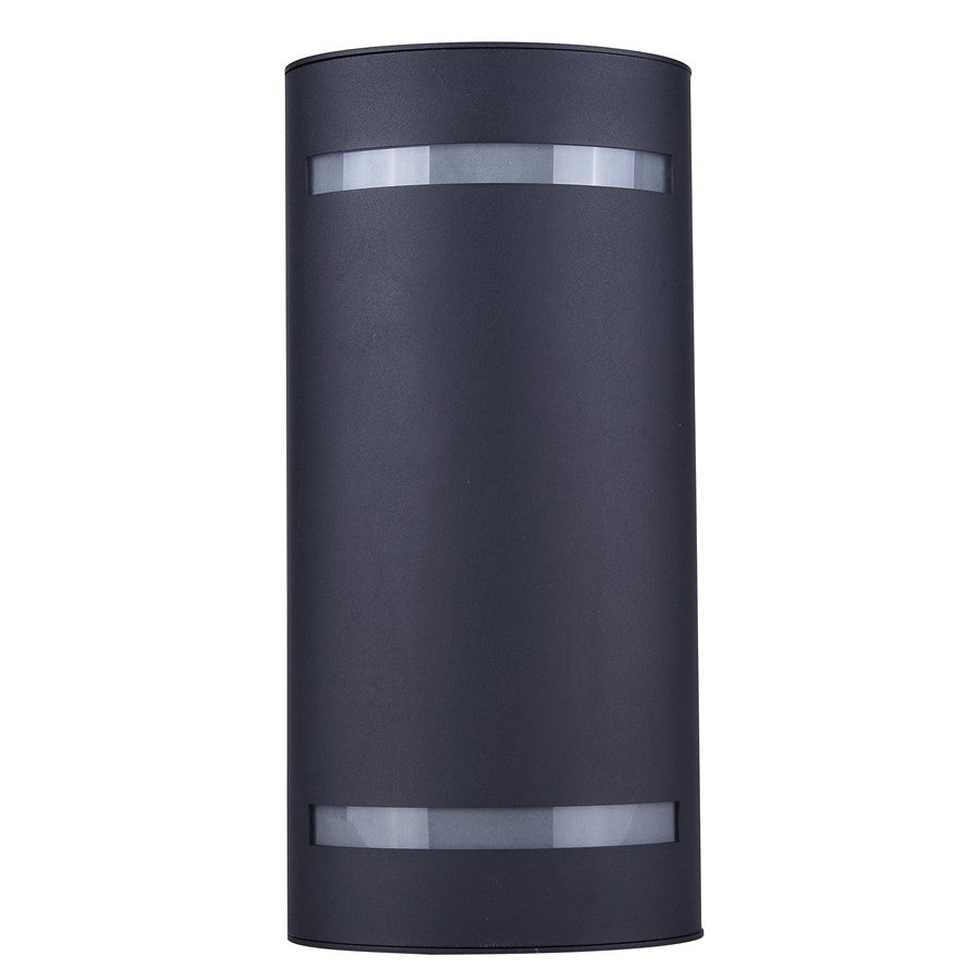 Canarm Ravyn 13in 2-Light Outdoor Lantern | Modern Black and Frosted Glass | Entryway & Patio Wall Light | 6 x 6 x 13 in | Model IOL640BK