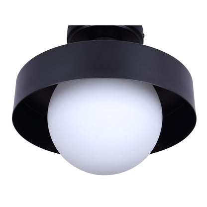 Canarm Baylor 11in 1-Light Outdoor Flush Mount | Modern Black and Opal Glass | Porch & Entryway Ceiling Light | 11 x 11 x 10 in | Model IOL641BK