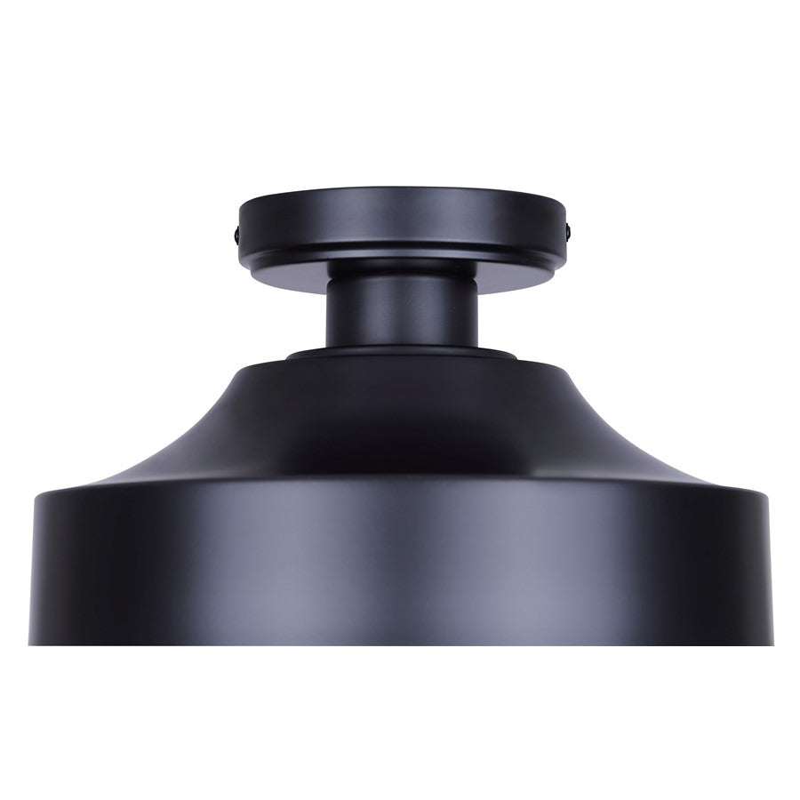 Canarm Baylor 11in 1-Light Outdoor Flush Mount | Modern Black and Opal Glass | Porch & Entryway Ceiling Light | 11 x 11 x 10 in | Model IOL641BK