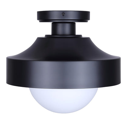 Canarm Baylor 11in 1-Light Outdoor Flush Mount | Modern Black and Opal Glass | Porch & Entryway Ceiling Light | 11 x 11 x 10 in | Model IOL641BK