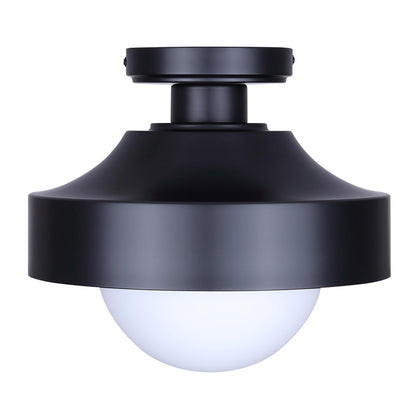 Canarm Baylor 11in 1-Light Outdoor Flush Mount | Modern Black and Opal Glass | Porch & Entryway Ceiling Light | 11 x 11 x 10 in | Model IOL641BK