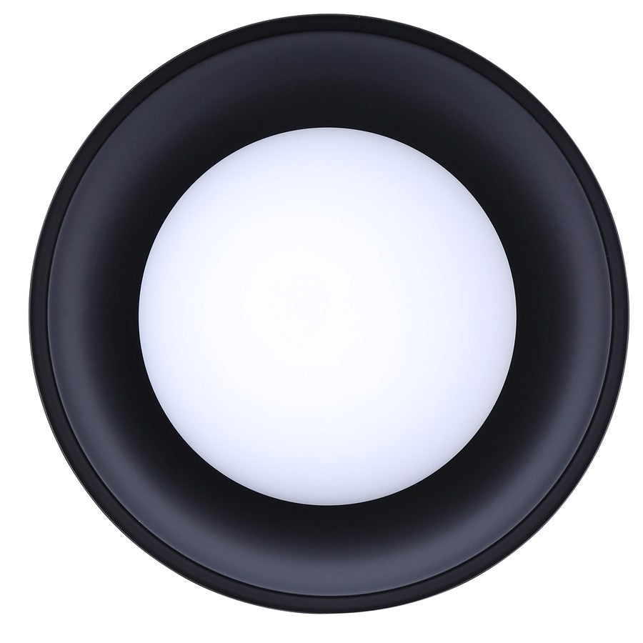 Canarm Baylor 11in 1-Light Outdoor Flush Mount | Modern Black and Opal Glass | Porch & Entryway Ceiling Light | 11 x 11 x 10 in | Model IOL641BK