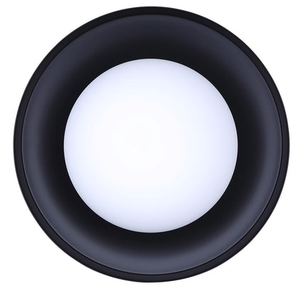 Canarm Baylor 11in 1-Light Outdoor Flush Mount | Modern Black and Opal Glass | Porch & Entryway Ceiling Light | 11 x 11 x 10 in | Model IOL641BK