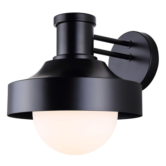 Canarm Baylor 11in 1-Light Outdoor Lantern | Matte Black and Opal Glass | Entryway & Garden | 11 x 12.88 x 11.25 in | Model IOL642BK