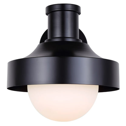 Canarm Baylor 11in 1-Light Outdoor Lantern | Matte Black and Opal Glass | Entryway & Garden | 11 x 12.88 x 11.25 in | Model IOL642BK