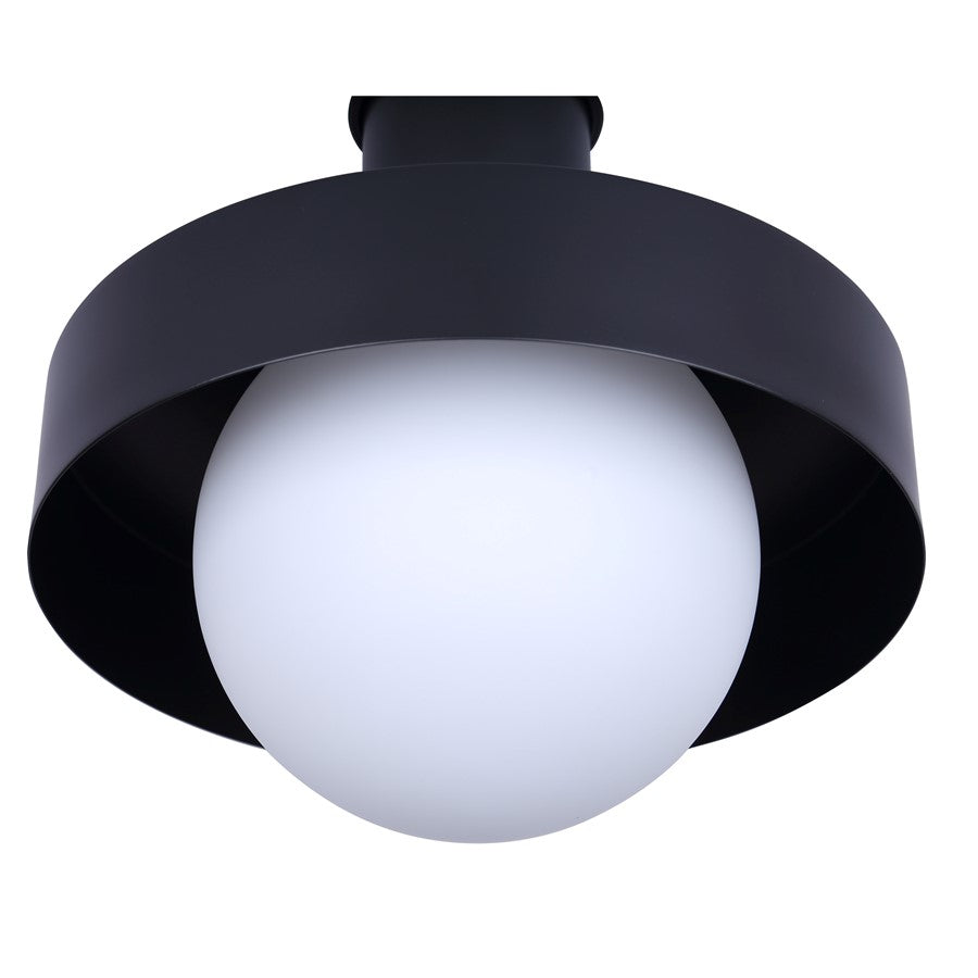 Canarm Baylor 11in 1-Light Outdoor Lantern | Matte Black and Opal Glass | Entryway & Garden | 11 x 12.88 x 11.25 in | Model IOL642BK