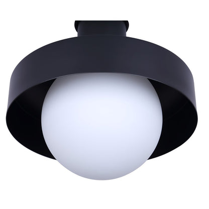 Canarm Baylor 11in 1-Light Outdoor Lantern | Matte Black and Opal Glass | Entryway & Garden | 11 x 12.88 x 11.25 in | Model IOL642BK
