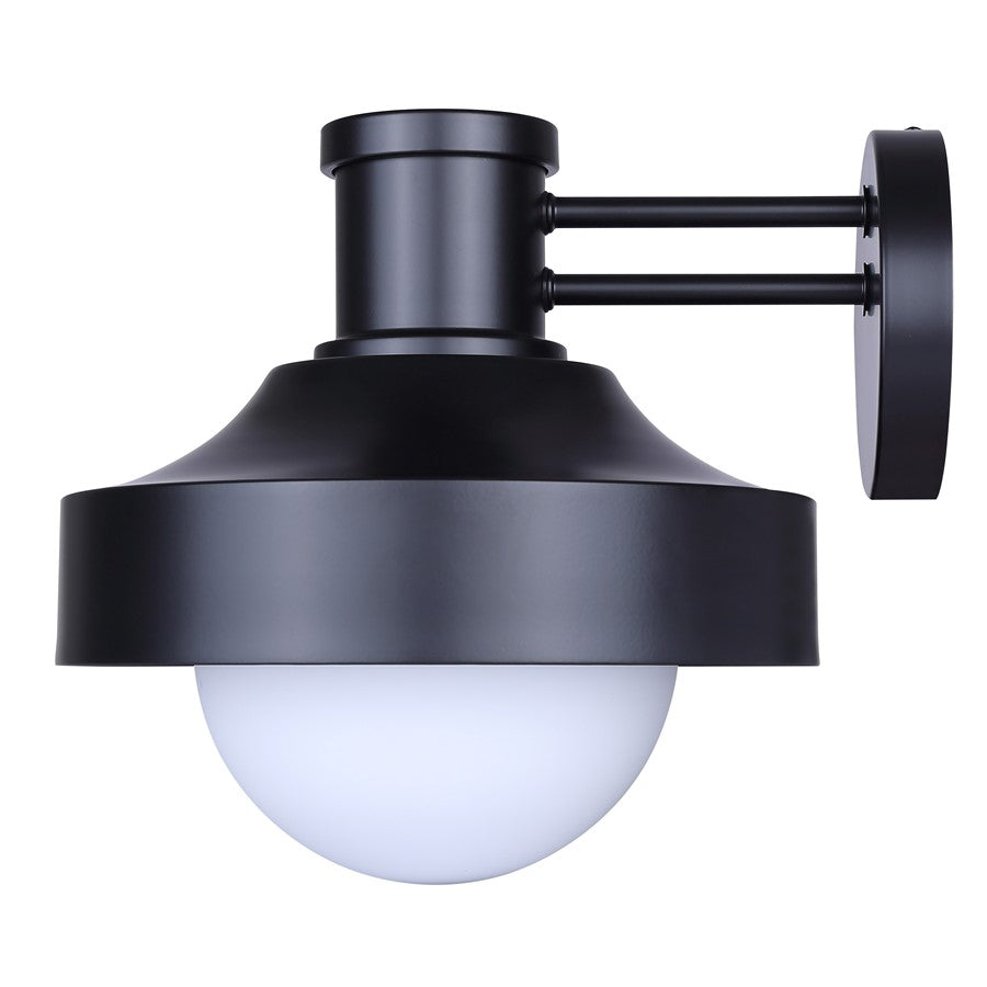 Canarm Baylor 11in 1-Light Outdoor Lantern | Matte Black and Opal Glass | Entryway & Garden | 11 x 12.88 x 11.25 in | Model IOL642BK