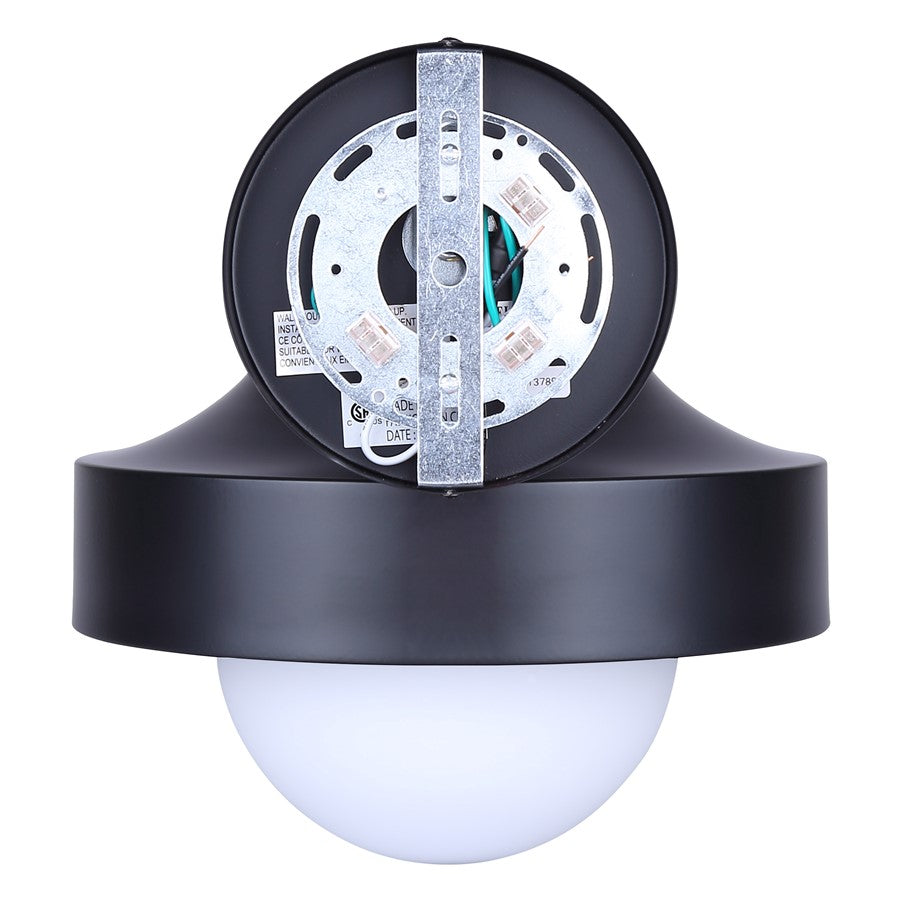 Canarm Baylor 11in 1-Light Outdoor Lantern | Matte Black and Opal Glass | Entryway & Garden | 11 x 12.88 x 11.25 in | Model IOL642BK