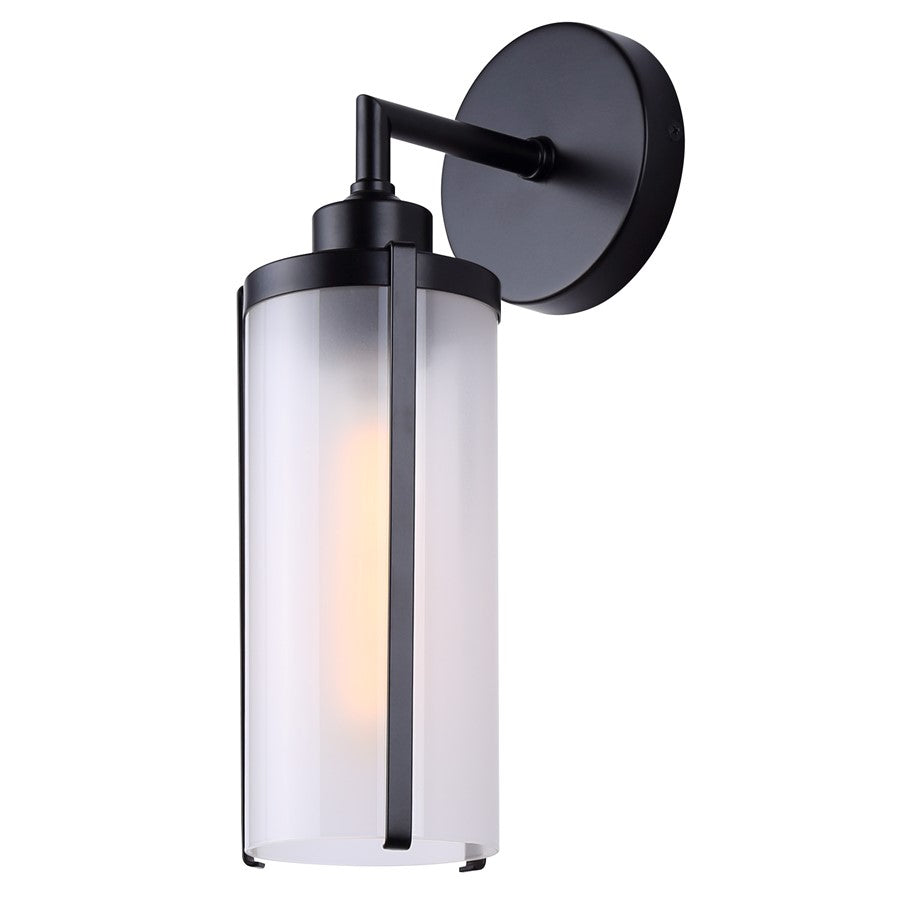 Canarm Beau 6in 1-Light Outdoor Lantern | Matte Black and Frosted Glass | Entryway & Patio | 4.75 x 6.63 x 14.13 in | Model IOL653BK