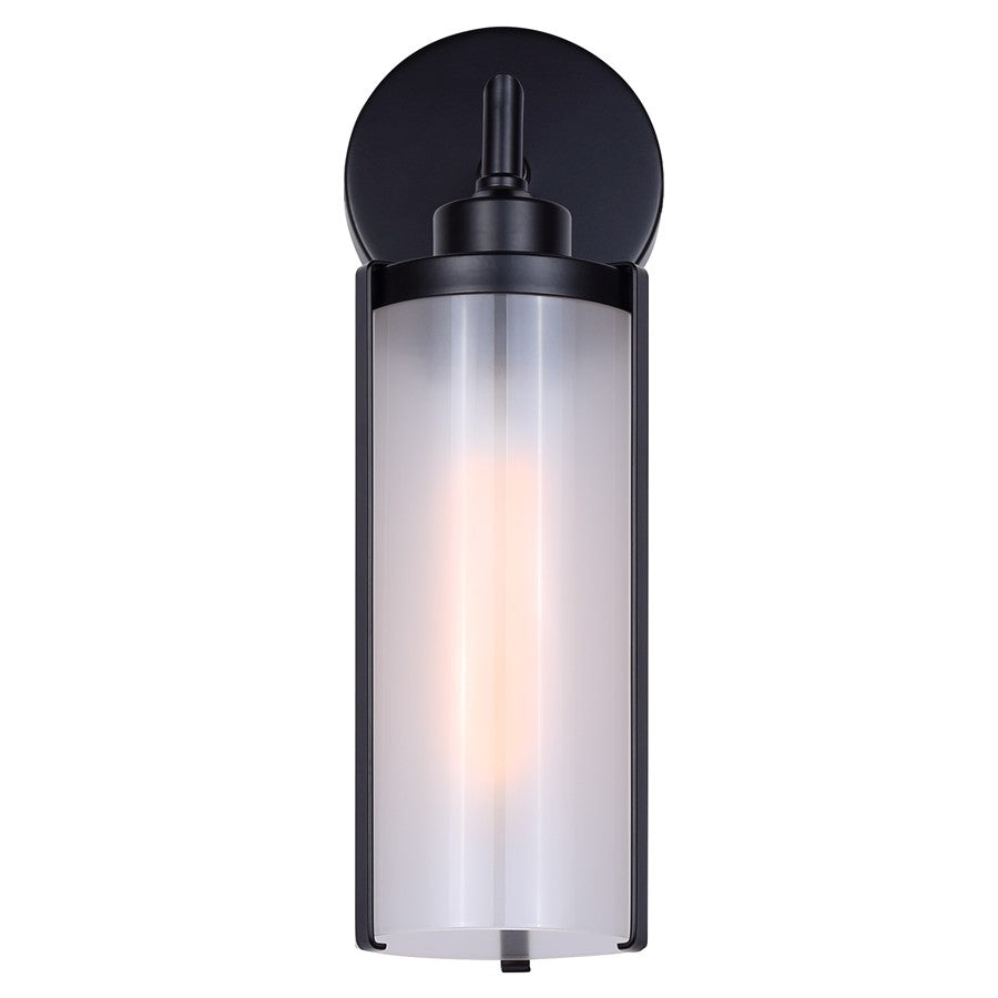 Canarm Beau 6in 1-Light Outdoor Lantern | Matte Black and Frosted Glass | Entryway & Patio | 4.75 x 6.63 x 14.13 in | Model IOL653BK