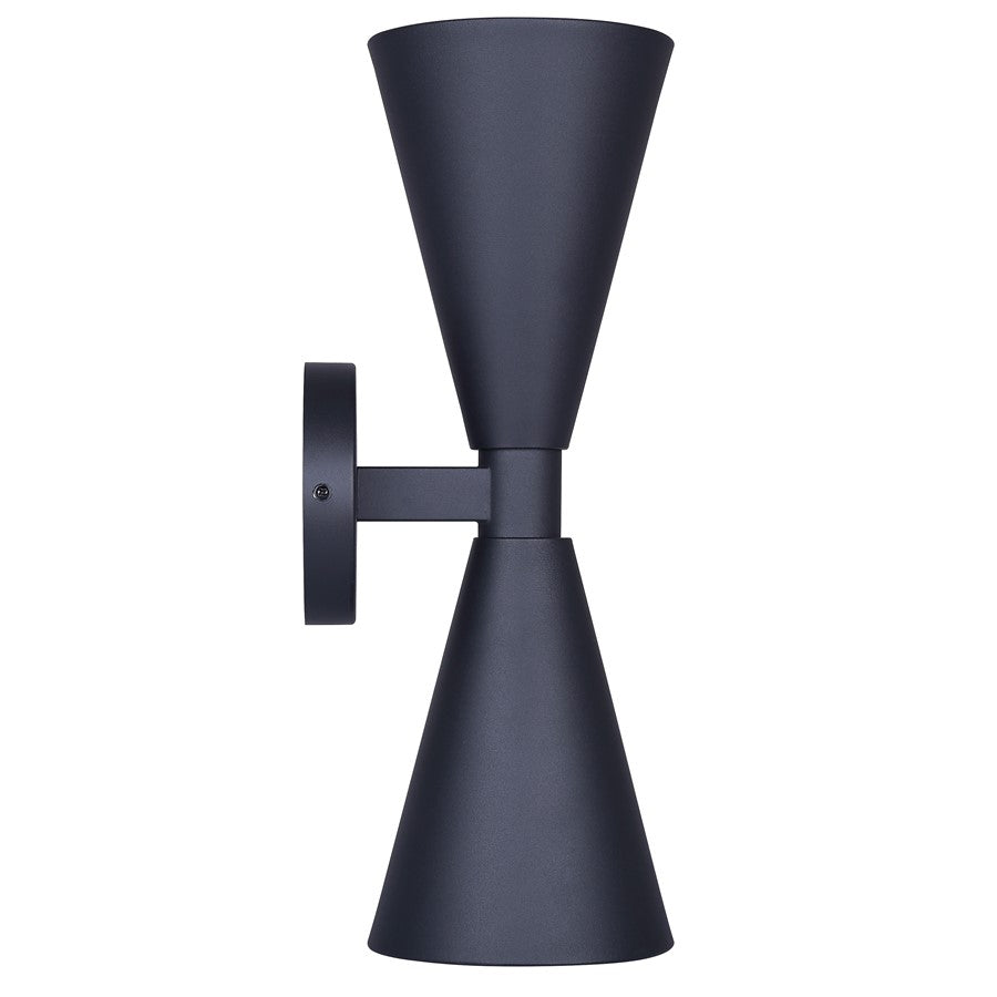 Canarm Arona 6in 2-Light Outdoor Lantern | Matte Black and Clear Glass | Entryway & Patio | 5.5 x 6.63 x 16.25 in | Model IOL658BK