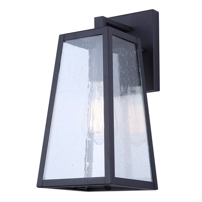 Canarm Coralea 6in 1-Light Outdoor Lantern | Sand Black and Seeded Glass | Porch & Deck | 6 x 7 x 13 in | Model IOL689BK