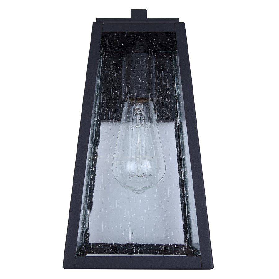Canarm Coralea 6in 1-Light Outdoor Lantern | Sand Black and Seeded Glass | Porch & Deck | 6 x 7 x 13 in | Model IOL689BK