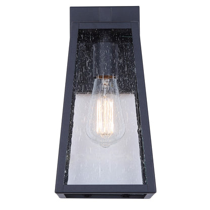 Canarm Coralea 6in 1-Light Outdoor Lantern | Sand Black and Seeded Glass | Porch & Deck | 6 x 7 x 13 in | Model IOL689BK