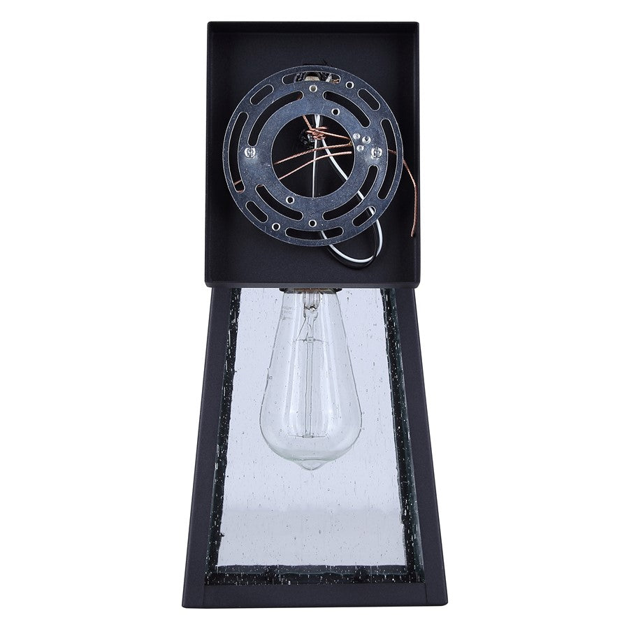 Canarm Coralea 6in 1-Light Outdoor Lantern | Sand Black and Seeded Glass | Porch & Deck | 6 x 7 x 13 in | Model IOL689BK