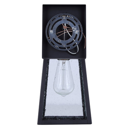 Canarm Coralea 6in 1-Light Outdoor Lantern | Sand Black and Seeded Glass | Porch & Deck | 6 x 7 x 13 in | Model IOL689BK