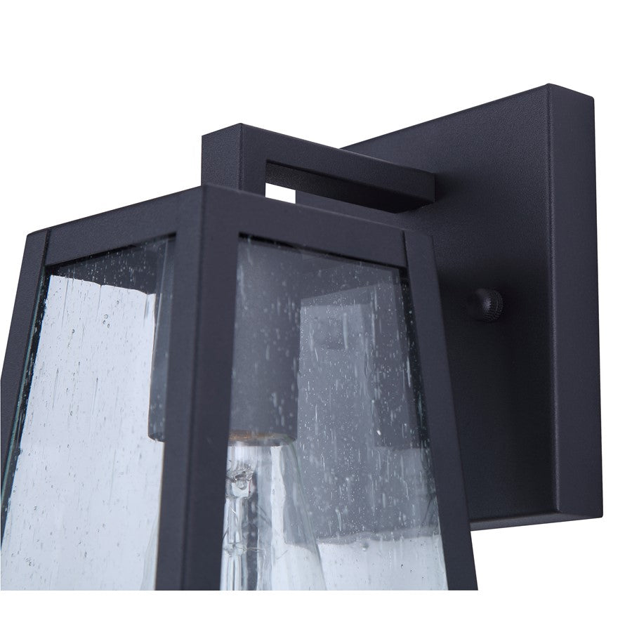 Canarm Coralea 10.75in 1-Light Outdoor Lantern | Rustic Sand Black and Seeded Glass | Porch & Deck | 4.875 x 6.25 x 10.75 in | Model IOL690BK
