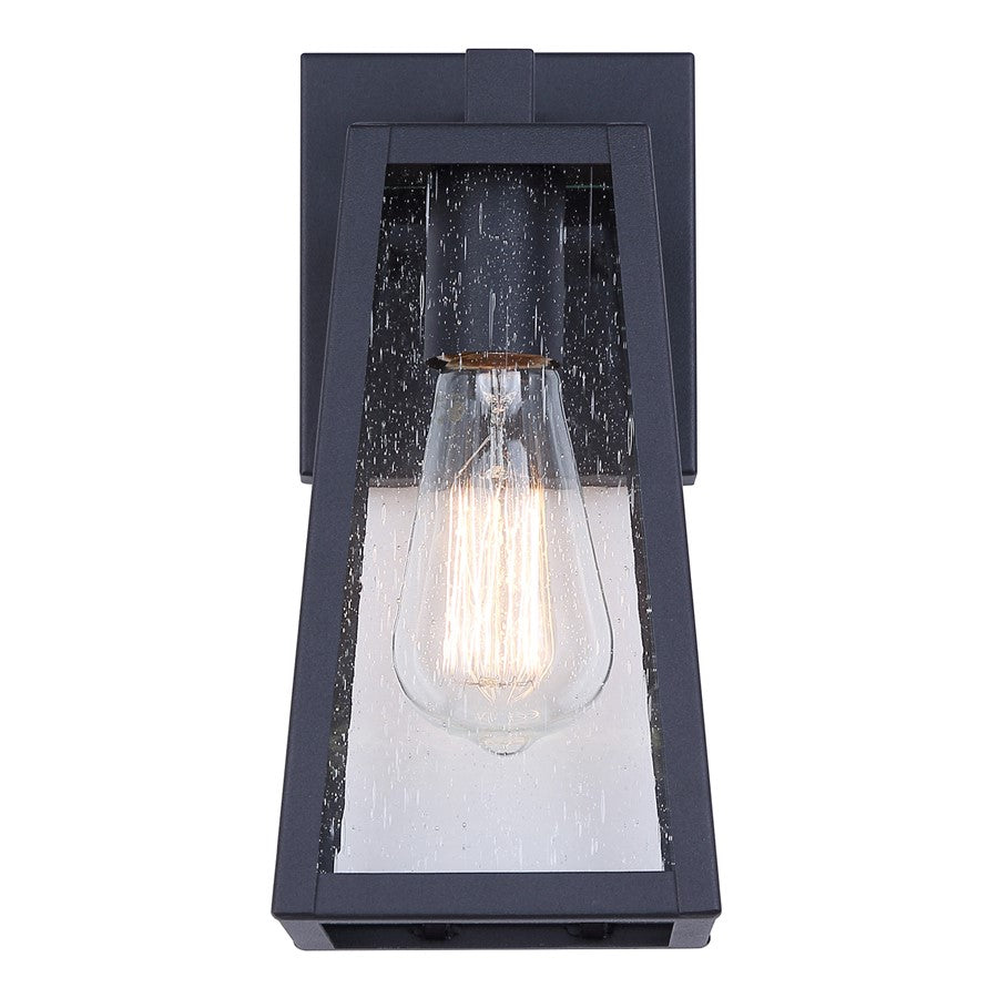 Canarm Coralea 10.75in 1-Light Outdoor Lantern | Rustic Sand Black and Seeded Glass | Porch & Deck | 4.875 x 6.25 x 10.75 in | Model IOL690BK