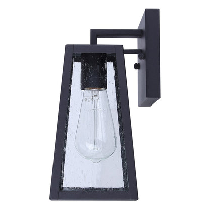 Canarm Coralea 10.75in 1-Light Outdoor Lantern | Rustic Sand Black and Seeded Glass | Porch & Deck | 4.875 x 6.25 x 10.75 in | Model IOL690BK