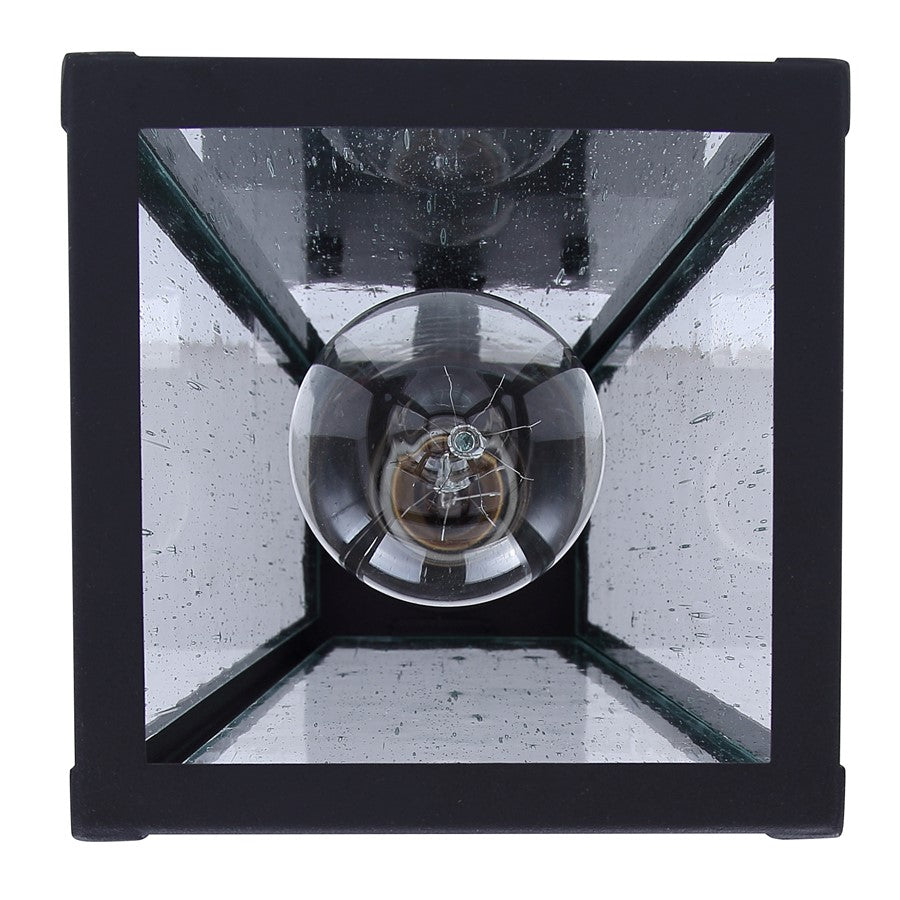 Canarm Coralea 10.75in 1-Light Outdoor Lantern | Rustic Sand Black and Seeded Glass | Porch & Deck | 4.875 x 6.25 x 10.75 in | Model IOL690BK