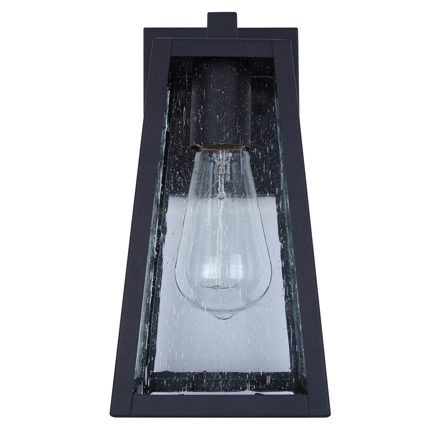 Canarm Coralea 10.75in 1-Light Outdoor Lantern | Rustic Sand Black and Seeded Glass | Porch & Deck | 4.875 x 6.25 x 10.75 in | Model IOL690BK