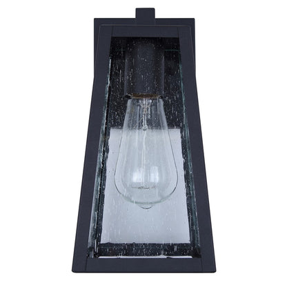 Canarm Coralea 10.75in 1-Light Outdoor Lantern | Rustic Sand Black and Seeded Glass | Porch & Deck | 4.875 x 6.25 x 10.75 in | Model IOL690BK