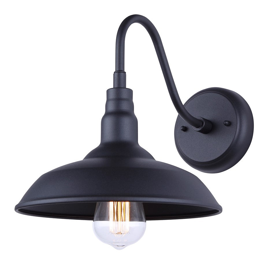 Canarm Desi 10in 1-Light Outdoor Lantern | Farmhouse Sand Black Metal | Barn & Workshop | 9.8 x 13 x 10 in | Model IOL691BK