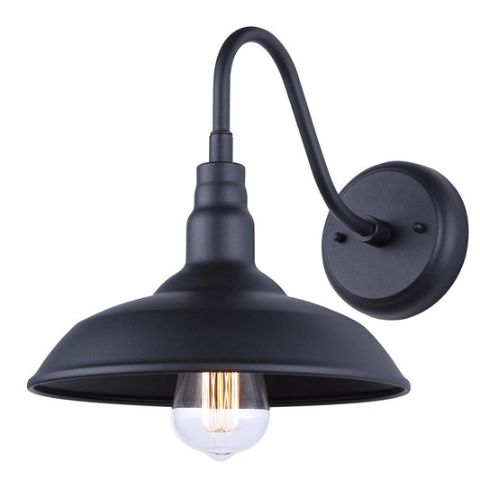 Canarm Desi 10in 1-Light Outdoor Lantern | Farmhouse Sand Black Metal | Barn & Workshop | 9.8 x 13 x 10 in | Model IOL691BK