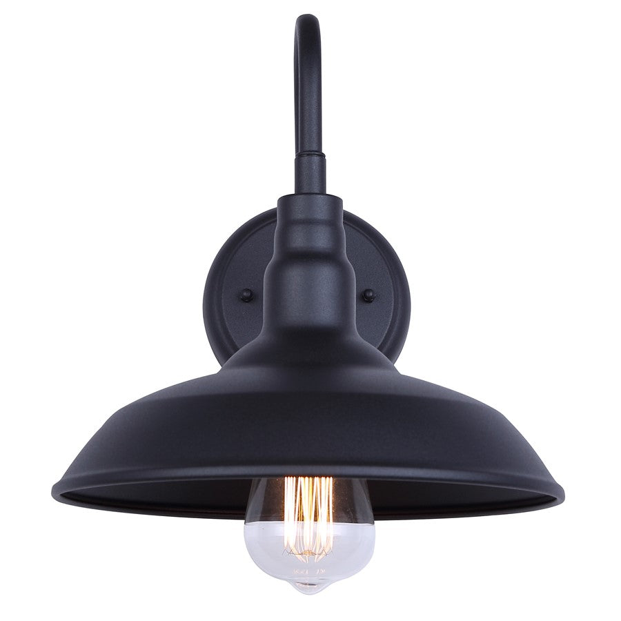 Canarm Desi 10in 1-Light Outdoor Lantern | Farmhouse Sand Black Metal | Barn & Workshop | 9.8 x 13 x 10 in | Model IOL691BK