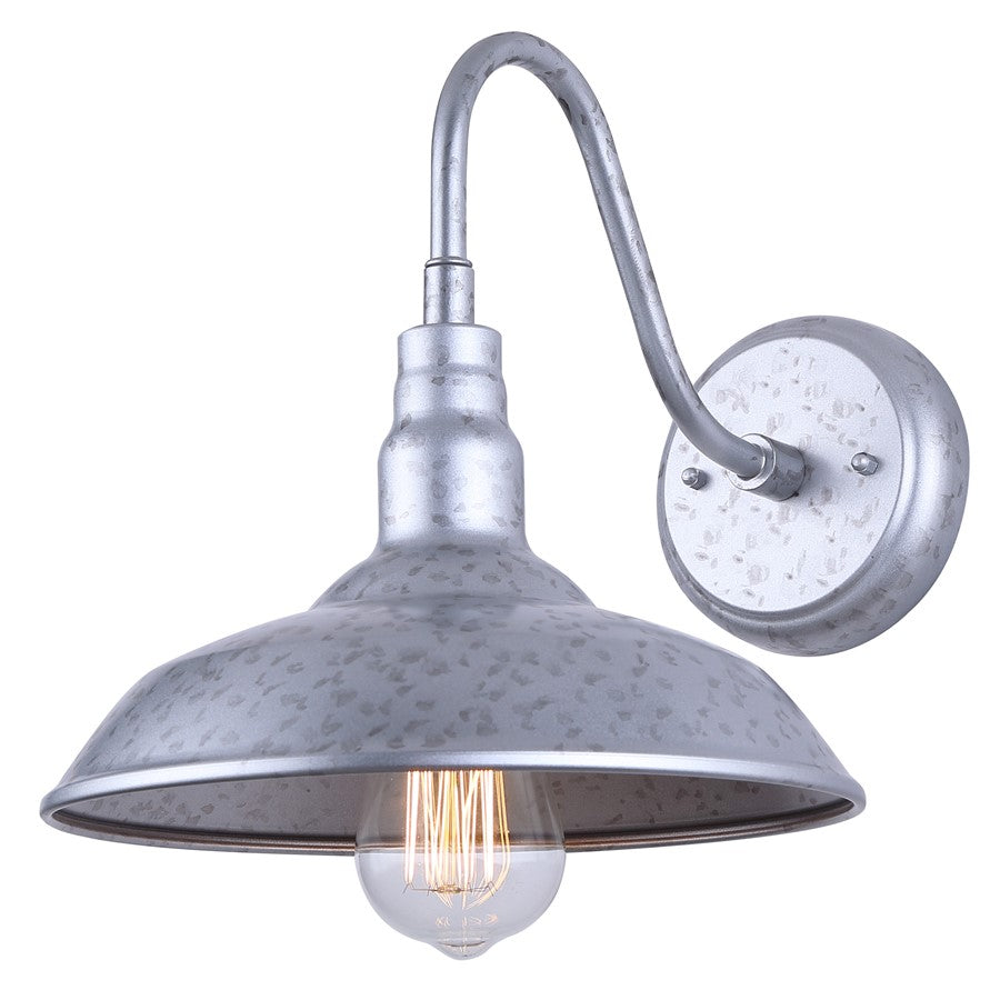 Canarm Desi 10in 1-Light Outdoor Lantern | Vintage Distressed Galvanized Metal | Barn & Patio | 9.8 x 13 x 10 in | Model IOL691GAL