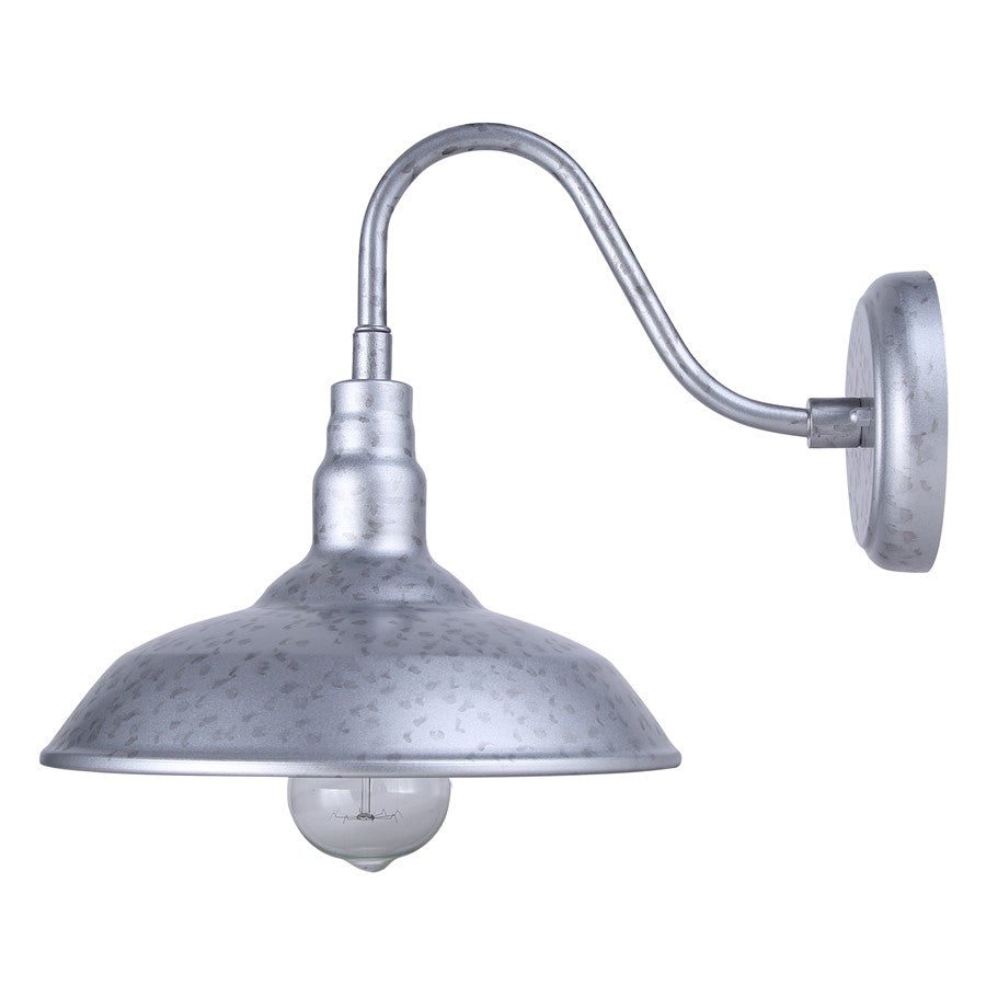 Canarm Desi 10in 1-Light Outdoor Lantern | Vintage Distressed Galvanized Metal | Barn & Patio | 9.8 x 13 x 10 in | Model IOL691GAL