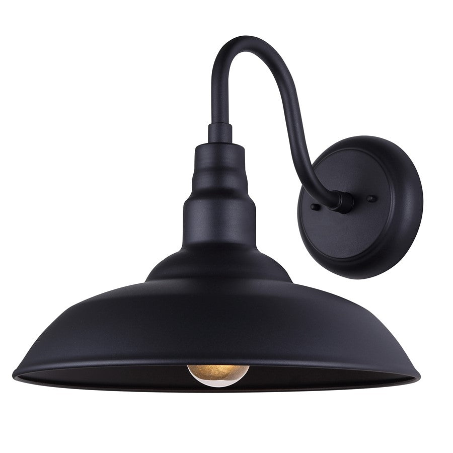 Canarm Valec 13in 1-Light Outdoor Lantern | Farmhouse Sand Black Metal | Porch & Driveway | 14 x 16 x 13 in | Model IOL694BK