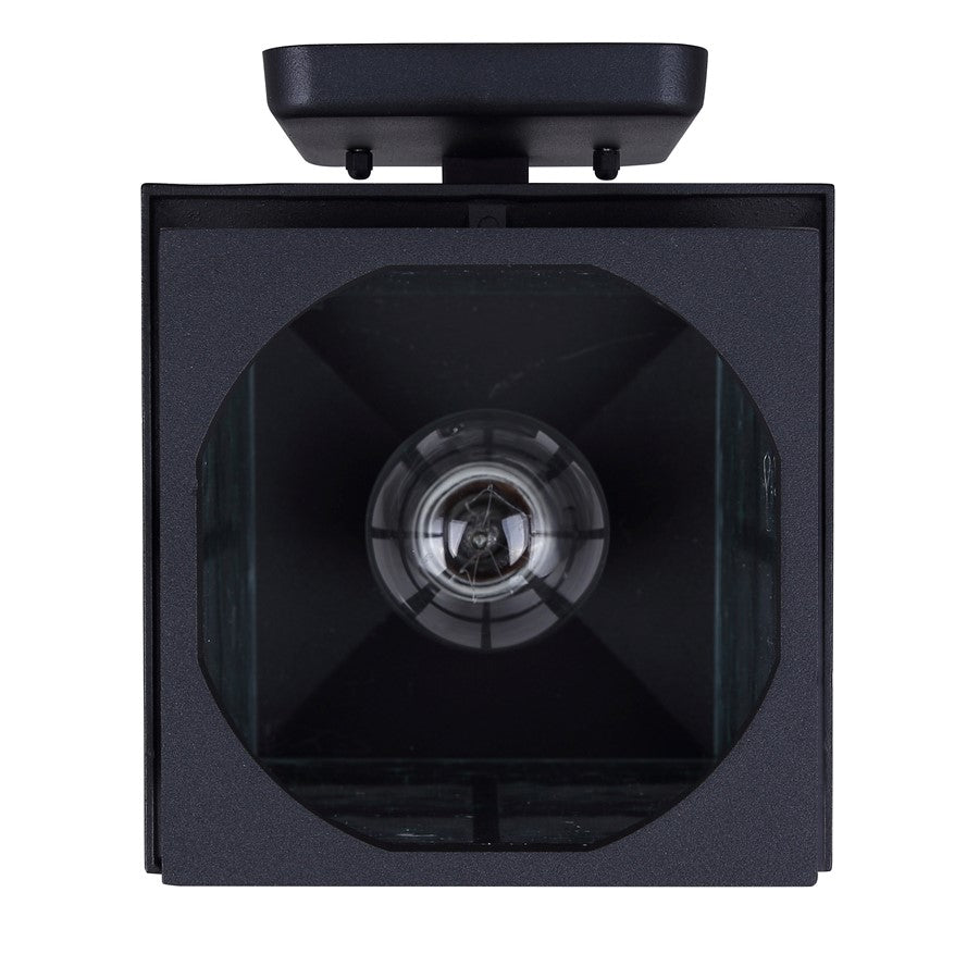 Canarm Dom 11.5in 1-Light Outdoor Lantern | Traditional Sand Black Metal & Clear Seeded Glass | Porch & Entryway | Model IOL696BK