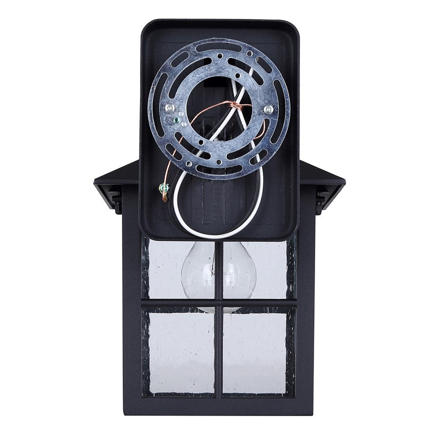 Canarm Dom 11.5in 1-Light Outdoor Lantern | Traditional Sand Black Metal & Clear Seeded Glass | Porch & Entryway | Model IOL696BK