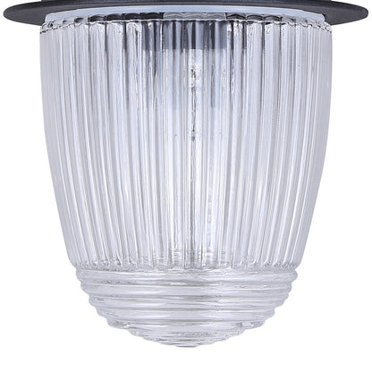 Canarm Seni 10in 1-Light Outdoor Lantern | Industrial Matte Black Metal & Clear Ribbed Glass | Porch & Pathway | 7 x 5 x 10 in | Model IOL698BK