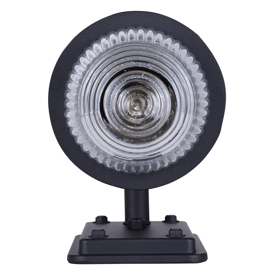 Canarm Seni 10in 1-Light Outdoor Lantern | Industrial Matte Black Metal & Clear Ribbed Glass | Porch & Pathway | 7 x 5 x 10 in | Model IOL698BK