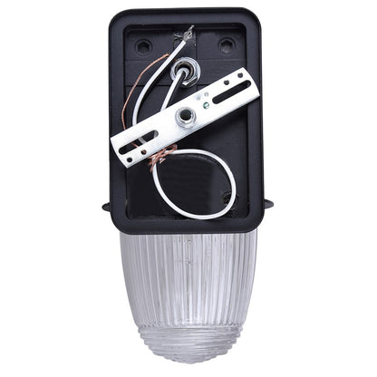 Canarm Seni 10in 1-Light Outdoor Lantern | Industrial Matte Black Metal & Clear Ribbed Glass | Porch & Pathway | 7 x 5 x 10 in | Model IOL698BK