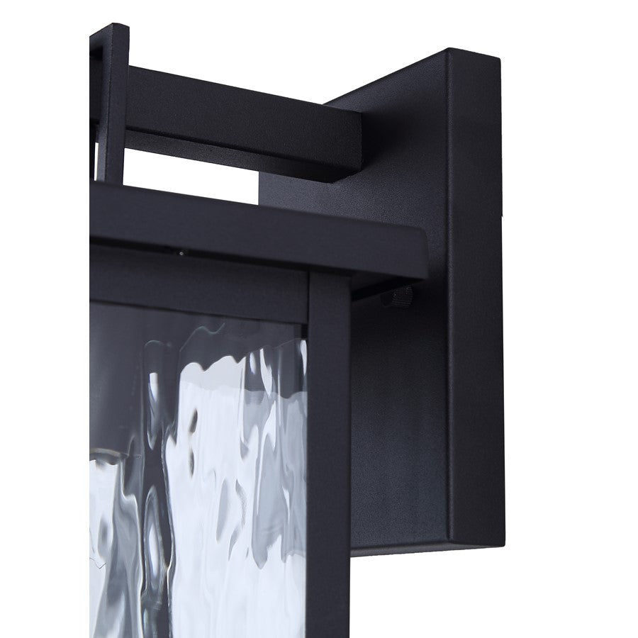 Canarm Shana 12in 1-Light Outdoor Wall Lantern | Modern Matte Black and Watermark Glass | Entryway & Porch | 7.5 x 6 x 12 in | Model IOL703BK