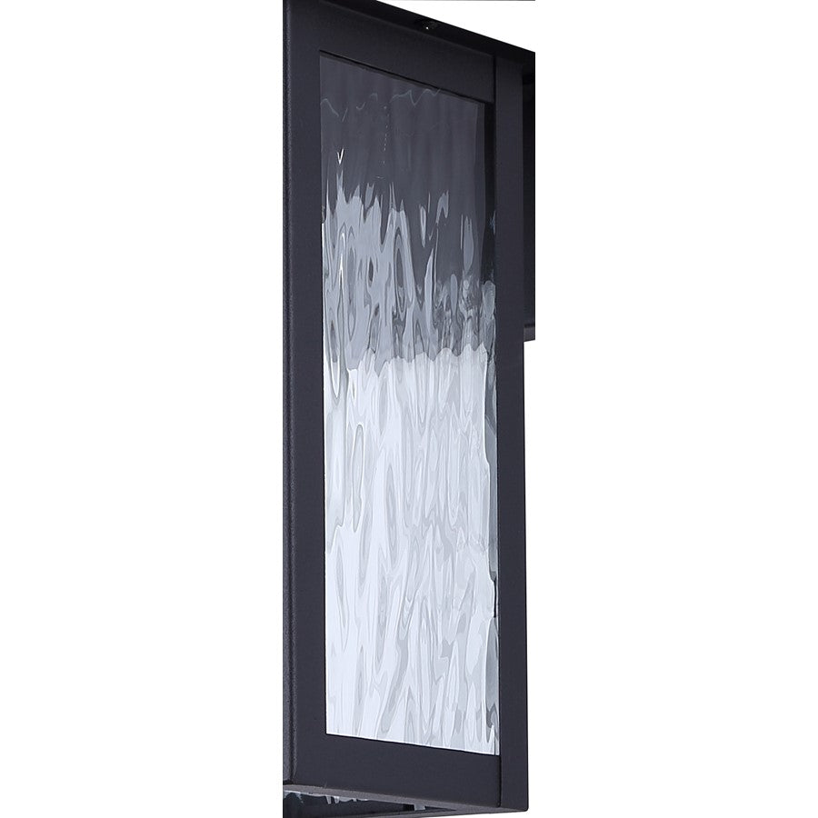 Canarm Shana 12in 1-Light Outdoor Wall Lantern | Modern Matte Black and Watermark Glass | Entryway & Porch | 7.5 x 6 x 12 in | Model IOL703BK