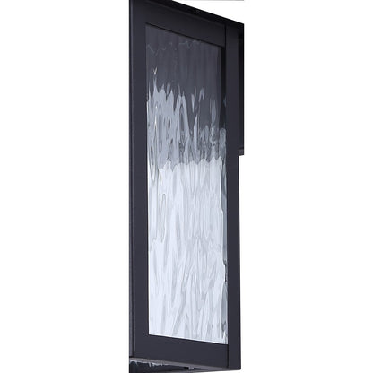 Canarm Shana 12in 1-Light Outdoor Wall Lantern | Modern Matte Black and Watermark Glass | Entryway & Porch | 7.5 x 6 x 12 in | Model IOL703BK