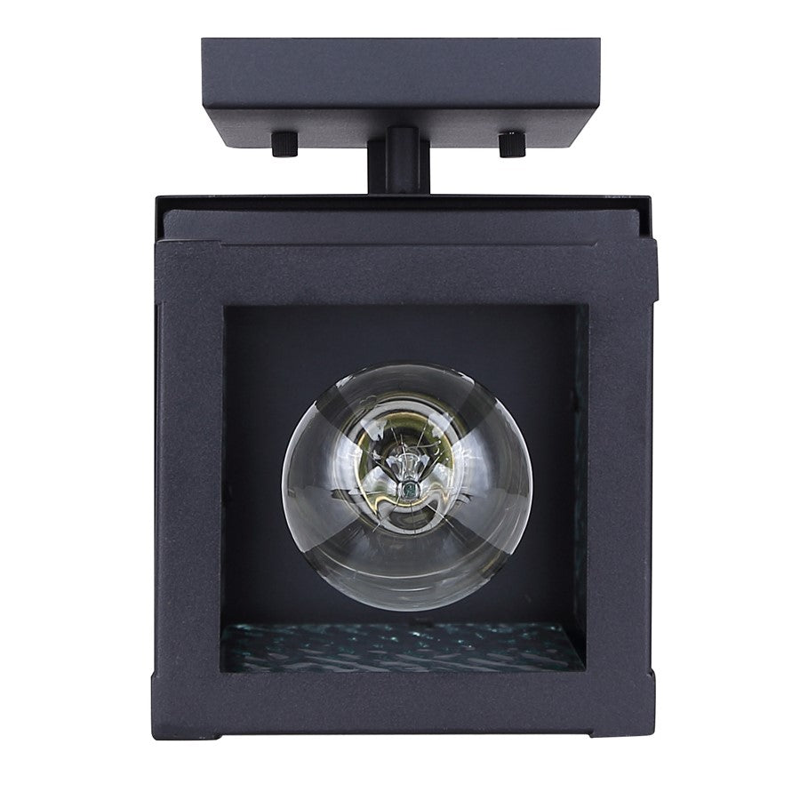 Canarm Shana 16in 1-Light Outdoor Wall Lantern | Modern Matte Black and Watermark Glass | Entryway & Patio | 7.5 x 6 x 16 in | Model IOL704BK