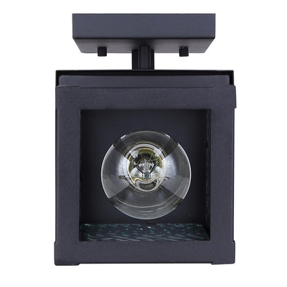 Canarm Shana 16in 1-Light Outdoor Wall Lantern | Modern Matte Black and Watermark Glass | Entryway & Patio | 7.5 x 6 x 16 in | Model IOL704BK