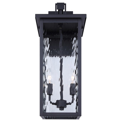 Canarm Shana 22in 2-Light Outdoor Wall Lantern | Modern Matte Black and Watermark Glass | Entryway & Patio | 10.5 x 8.75 x 22 in | Model IOL705BK